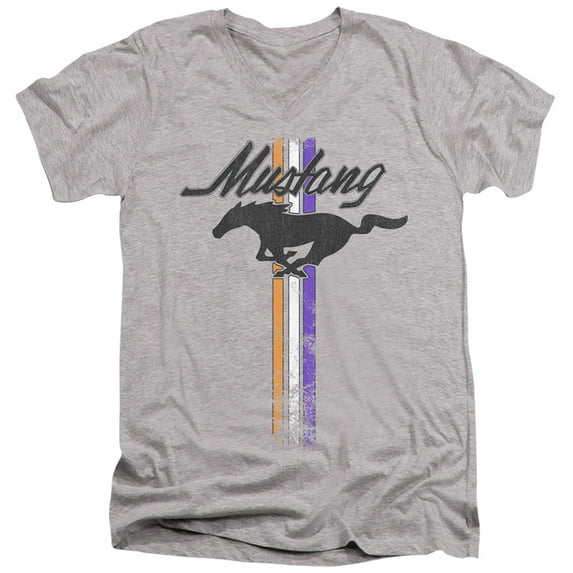 Ford Mustang Mustang Stripes S/S Adult V-Neck T-Shirt 30/1 T-Shirt Athletic Heather