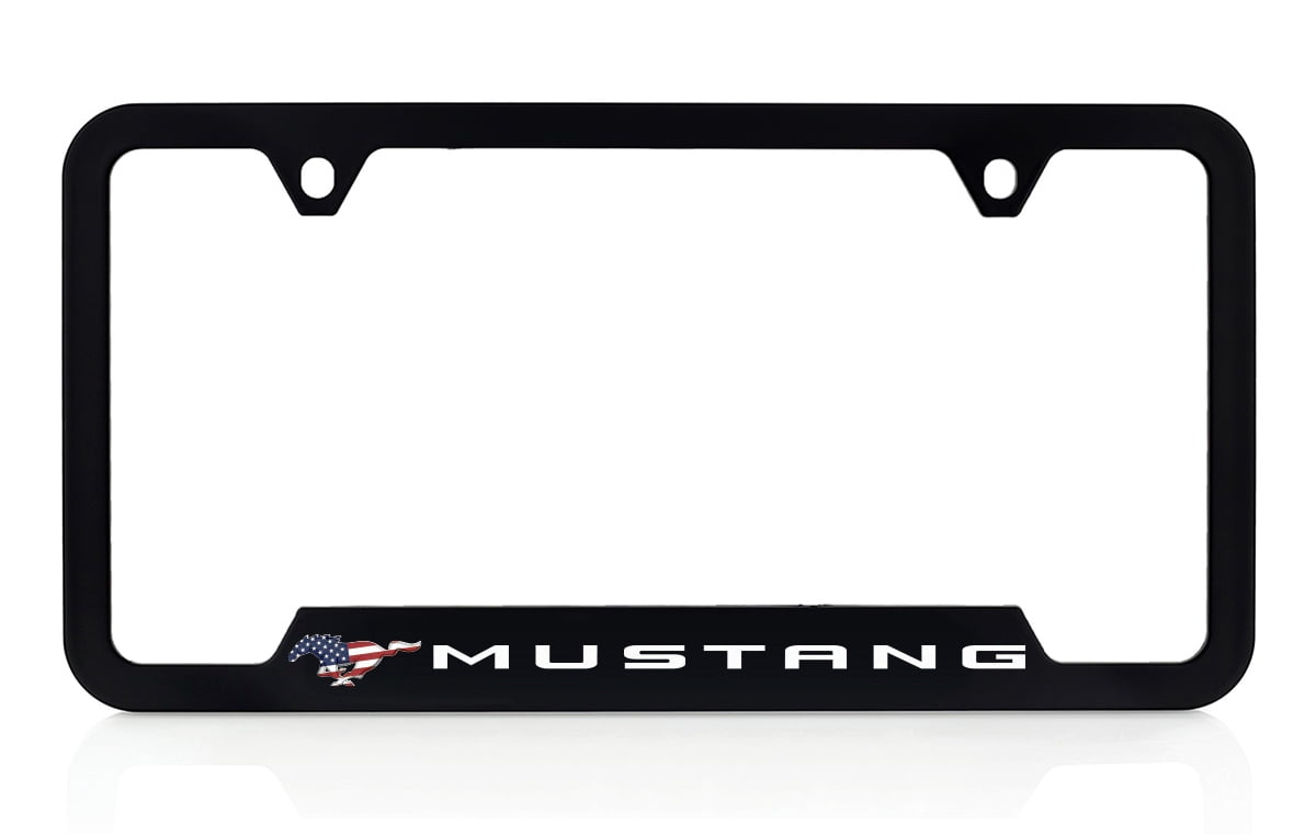 Ford Mustang Patriotic Logo UV Printed Black Plastic License Frame Holder