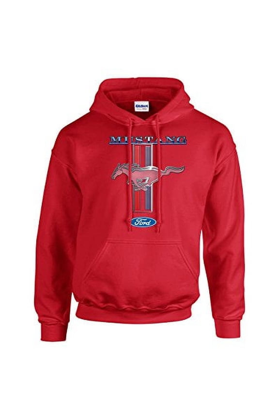 Ford Mustang Pony Unisex Hooded Sweatshirt Logo Hoodie Performance Racing Car Muscle Car Hood-Red-XL