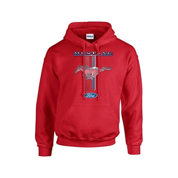 Ford Mustang Pony Unisex Hooded Sweatshirt Logo Hoodie Performance Racing Car Muscle Car Hood-Red-XL