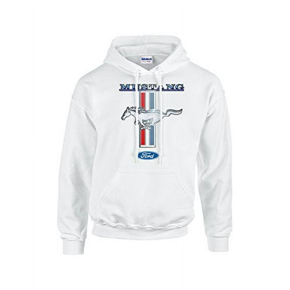 Ford Mustang Pony Unisex Hooded Sweatshirt Logo Hoodie Performance Racing Car Muscle Car Hood-White-Medium