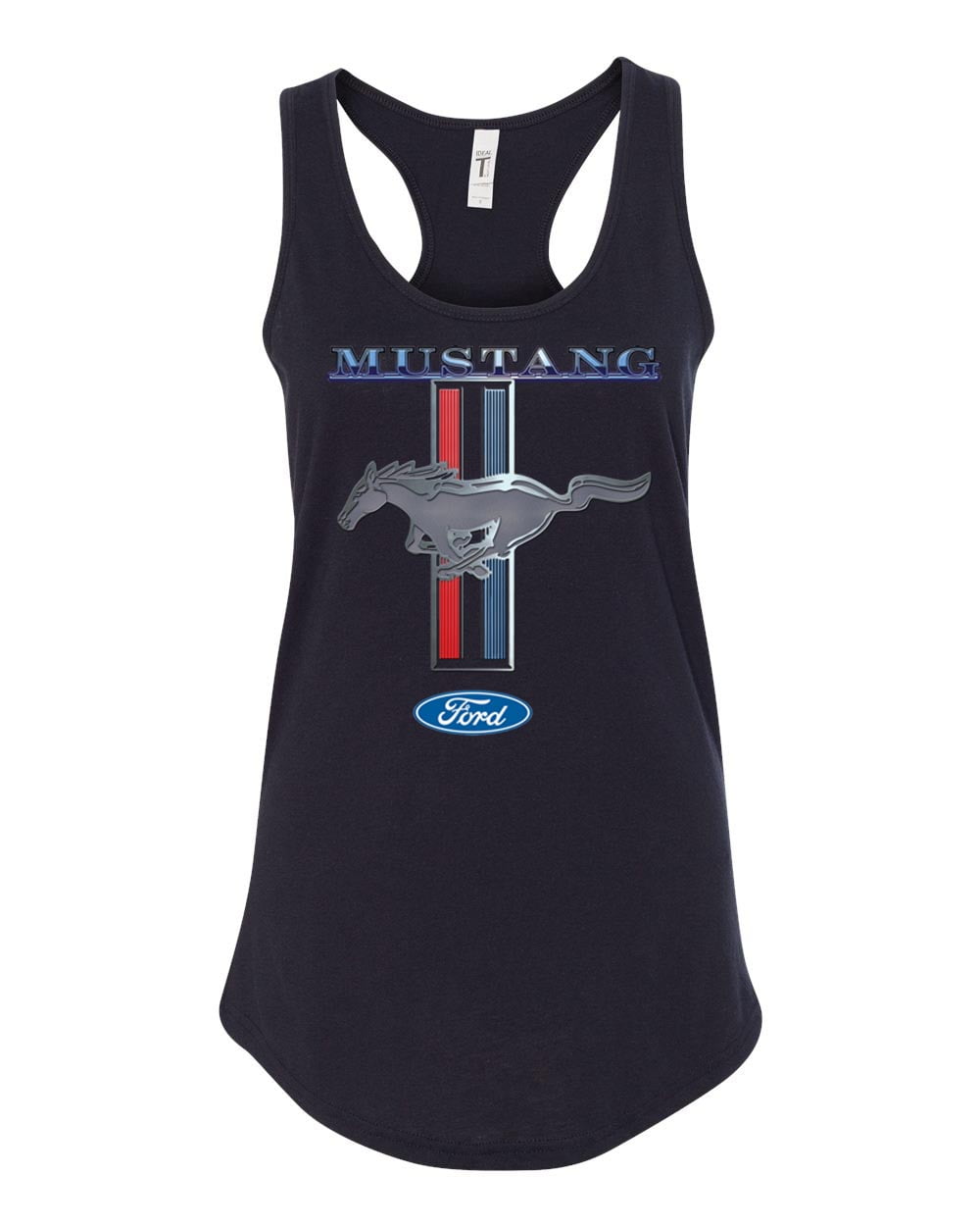 Ford Mustang Pony and Stripes Ladies Racerback Tank Top Women Lady Car Auto Automobile Racing-Black-xs