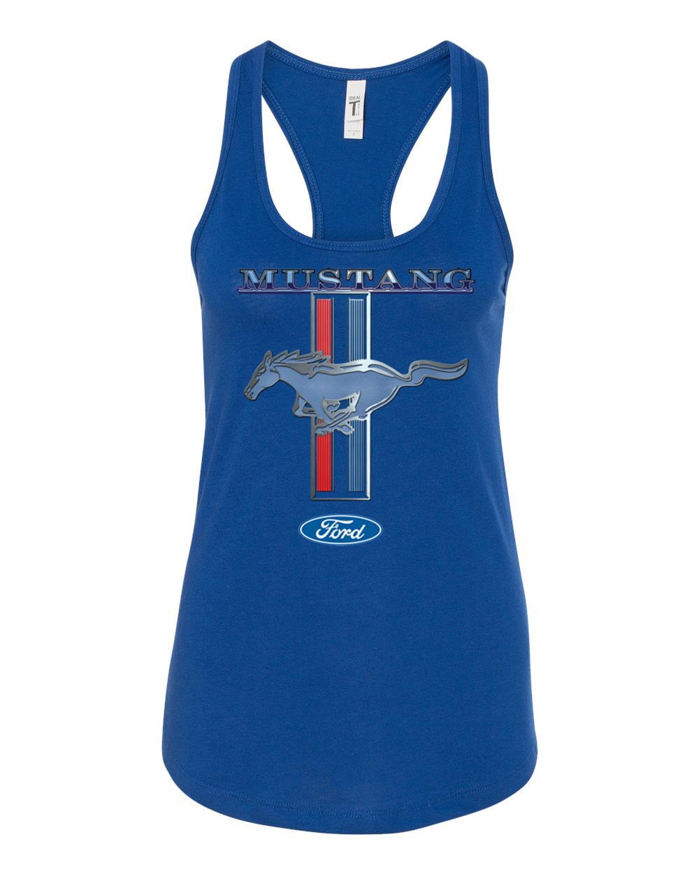 Ford Mustang Pony and Stripes Ladies Racerback Tank Top Women Lady Car Auto Automobile Racing-Royal-xxl