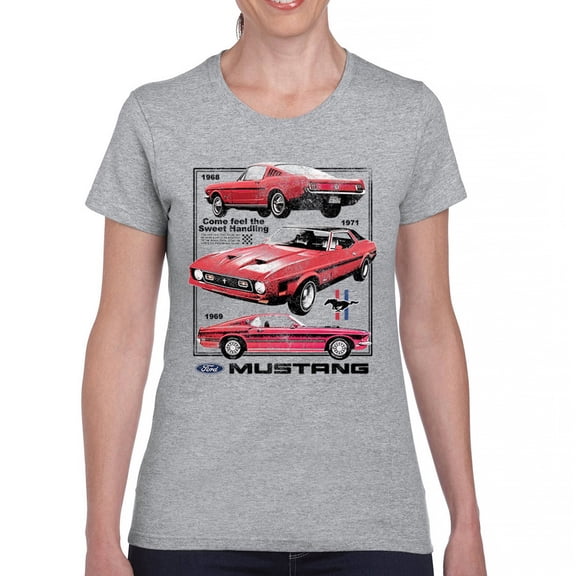 Ford Mustang Poster 1968 1969 1971 T-Shirt Legendary Performance American Classic Muscle Car Licensed Women's Tee