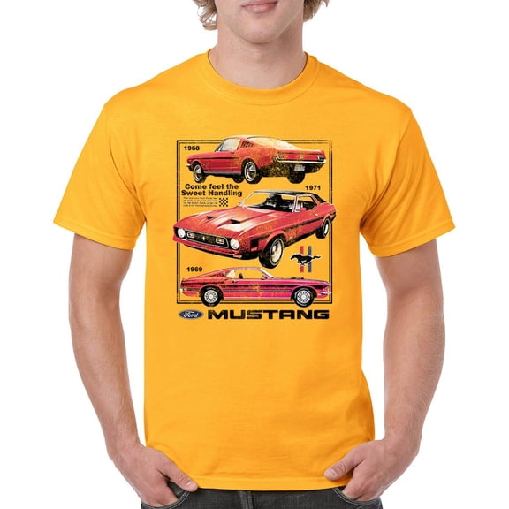 Ford Mustang Poster 1968 1969 1971 T-shirt Legendary Performance American Classic Muscle Car Licensed Men's Tee