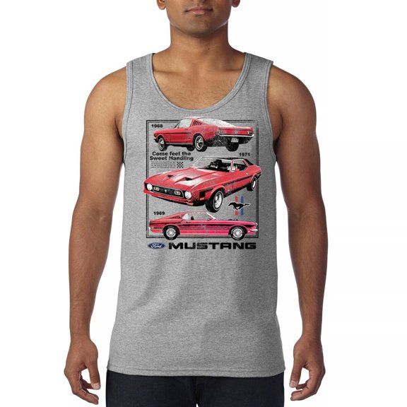 Ford Mustang Poster 1968 1969 1971 Tank Top Legendary Performance American Classic Muscle Car Licensed Men's Top