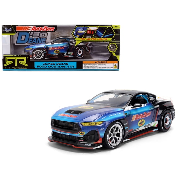 Ford Mustang RTR #130 James Deane "AutoZone" "Formula Drift PRO Championship" (2025) with Lights "RTR Vehicles" Series 1/24 Diecast Model Car by Jada