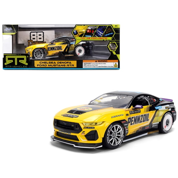 Ford Mustang RTR #88 Chelsea Denofa "Pennzoil" "Formula Drift PRO Championship" (2025) with Lights "RTR Vehicles" Series 1/24 Diecast Model Car by Jada