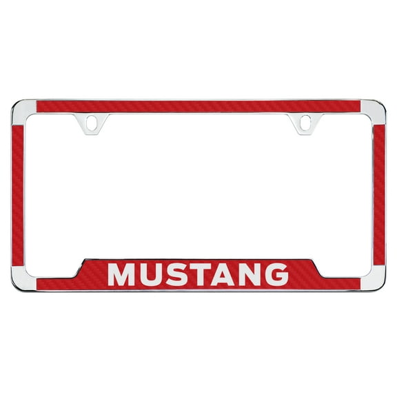 Ford Mustang Red Simulated Carbon Fiber License Plate Frame Holder