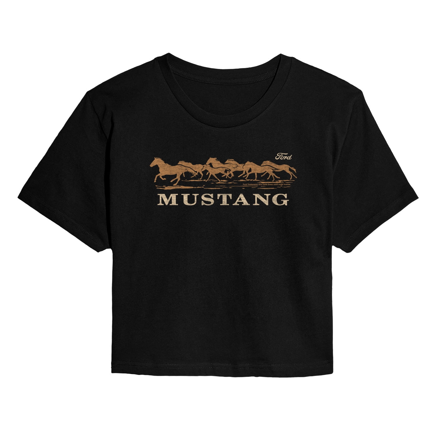 Ford - Mustang Running Horses - Juniors Cropped Graphic T-Shirt