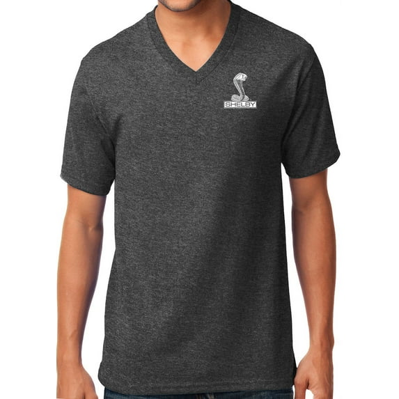 Ford Mustang SHELBY COBRA Emblem V-neck Tee Shirt, 2XL Dark Heather Gray