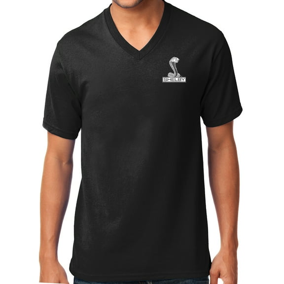 Ford Mustang SHELBY COBRA Emblem V-neck Tee Shirt, 3XL Jet Black