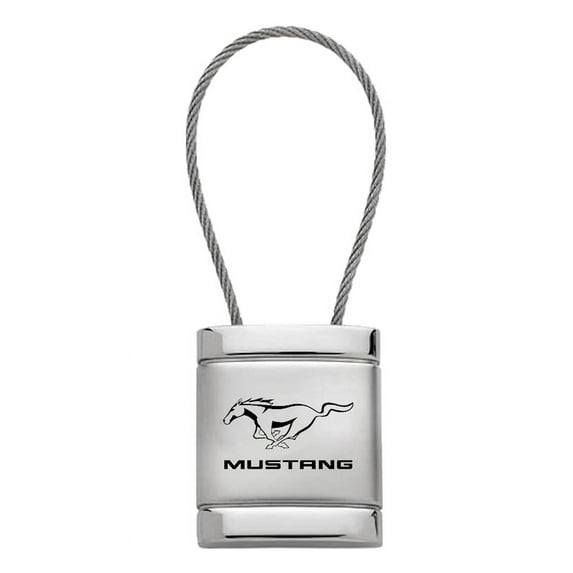 Ford Mustang Satin Chrome Cable Key Ring (Silver)