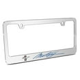 thumbnail image 1 of Ford Mustang Script Blue in 3D American-Made Mirror Chrome Metal License Plate Frame, 1 of 8