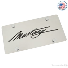 Ford Mustang Script License Plate (Chrome)