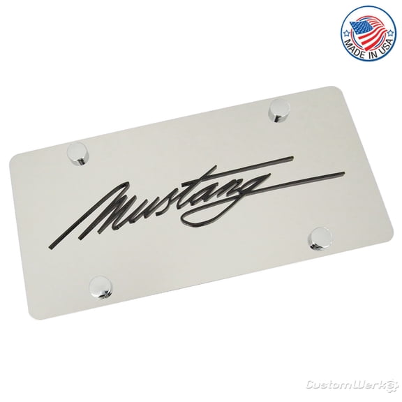 Ford Mustang Script License Plate (Chrome)