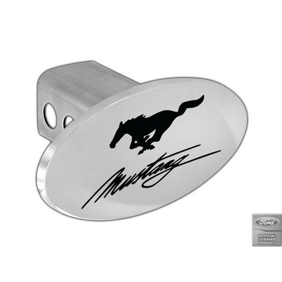 Ford Mustang Script & Pony Logo Metal Trailer Hitch Cover Plug