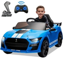Ford Mustang Shelby 12V Ride On Car with Remote Control, Electric Car for Kids Toddler Electric Vehicle with Bluetooth, Radio, Music, USB Port, LED Lights, Battery Powered Ride on Toys for Kids, Blue