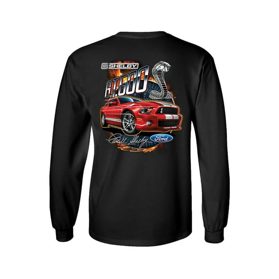 Ford Mustang Shelby Car Adult Men's Long Sleeve Shirt-Black-Medium