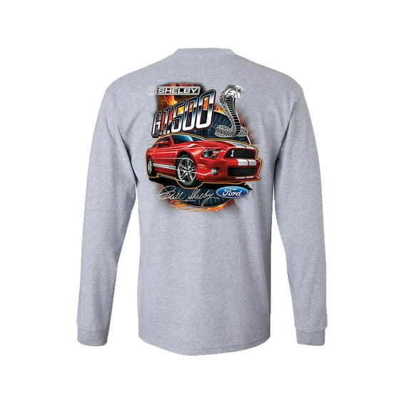 Ford Mustang Shelby Car Adult Men's Long Sleeve Shirt-Sports Gray-XXXL