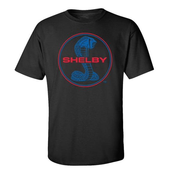 Ford Mustang Shelby Cobra T-shirt Blue & Red Circle Logo Racing Performance Race Hotrod Classic Antique Tee Shirt-Black-6XL
