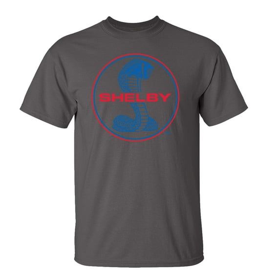 Ford Mustang Shelby Cobra T-shirt Blue & Red Circle Logo Racing Performance Race Hotrod Classic Antique Tee Shirt-Charcoal-4XL