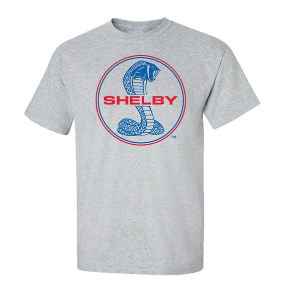 Ford Mustang Shelby Cobra T-shirt Blue & Red Circle Logo Racing Performance Race Hotrod Classic Antique Tee Shirt-Sports Gray-4XL