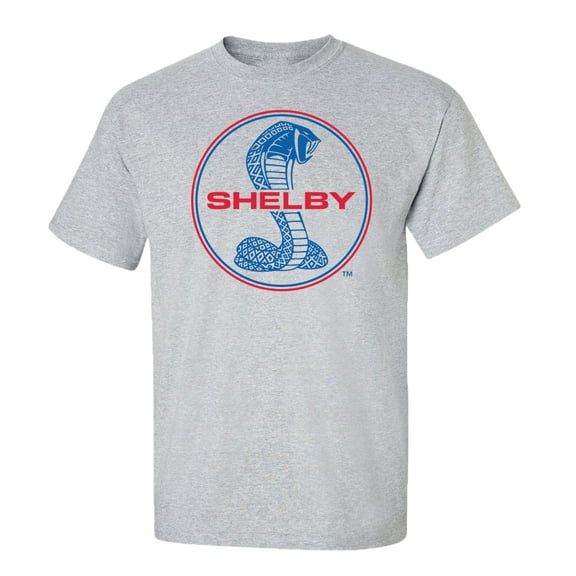 Ford Mustang Shelby Cobra T-shirt Blue & Red Circle Logo Racing Performance Race Hotrod Classic Antique Tee Shirt-Sports Gray-XL