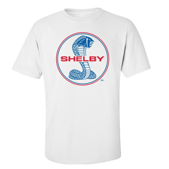 Ford Mustang Shelby Cobra T-shirt Blue & Red Circle Logo Racing Performance Race Hotrod Classic Antique Tee Shirt-White-4XL