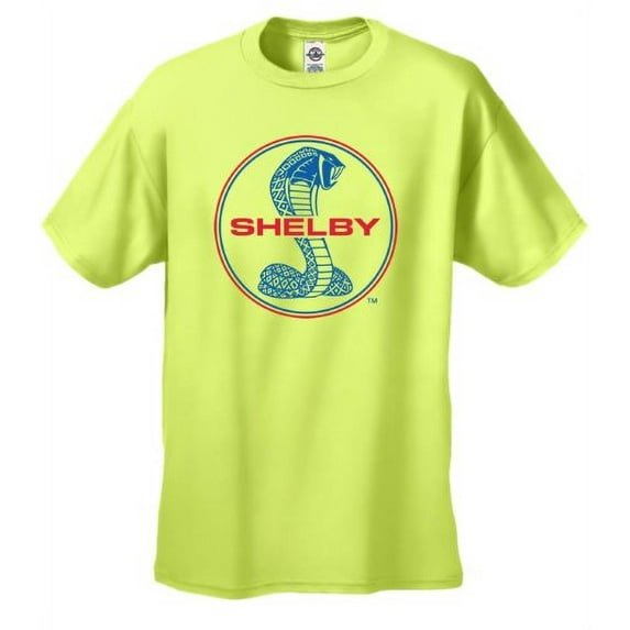 Ford Mustang Shelby Cobra T-shirt Blue & Red Shirt Car Enthusiast Tee Hotrod Muscle Car Stang Racing Performance Tee ShirtDesign-Neonyellow-XXL