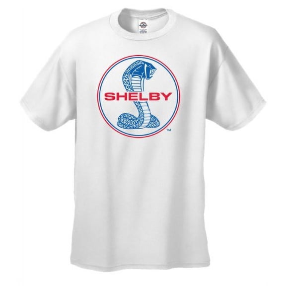 Ford Mustang Shelby Cobra T-shirt Blue & Red Shirt Car Enthusiast Tee Hotrod Muscle Car Stang Racing Performance Tee ShirtDesign-White-Small
