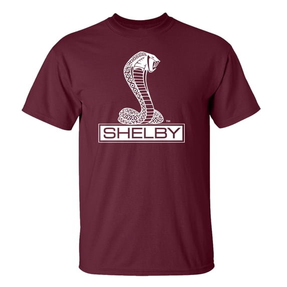Ford Mustang Shelby Cobra T-shirt Car Enthusiast Antique Classic Tee Shirt Racing Performance Hotrod-Maroon-Small