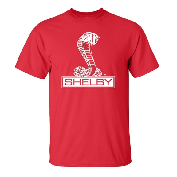 Ford Mustang Shelby Cobra T-shirt Car Enthusiast Antique Classic Tee Shirt Racing Performance Hotrod-Red-XL