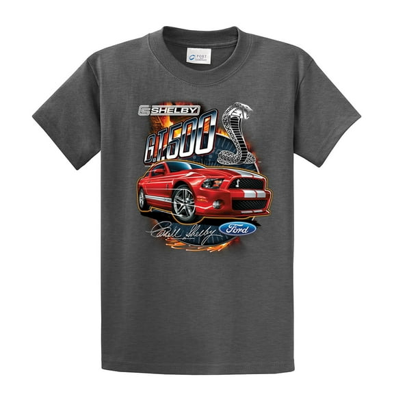 Ford Mustang Shelby GT 500 Red Mustang with Stripes Ford Logo Cobra Men's Short Sleeve T-shirt HeatherGray-xxxl