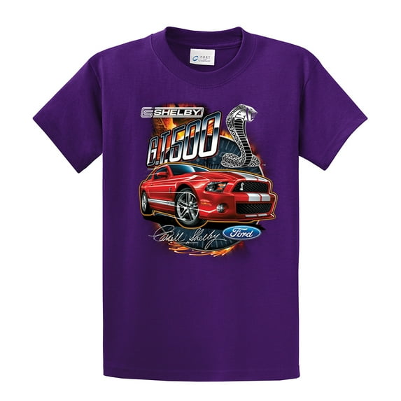 Ford Mustang Shelby GT 500 Red Mustang with Stripes Ford Logo Cobra Men's Short Sleeve T-shirt Purple-xl