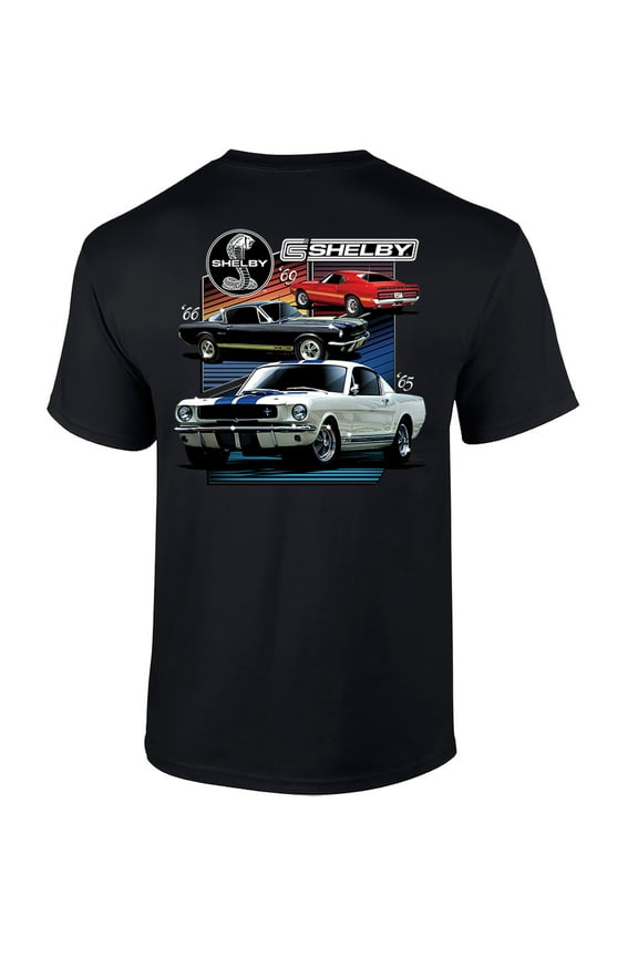 Ford Mustang Shelby T-shirt Various Shelby Models Classic Antique Garage Enthusiast Racing Race Hotrod Performance-Black-XL