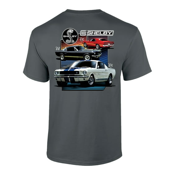 Ford Mustang Shelby T-shirt Various Shelby Models Classic Antique Garage Enthusiast Racing Race Hotrod Performance-Charcoal-Medium