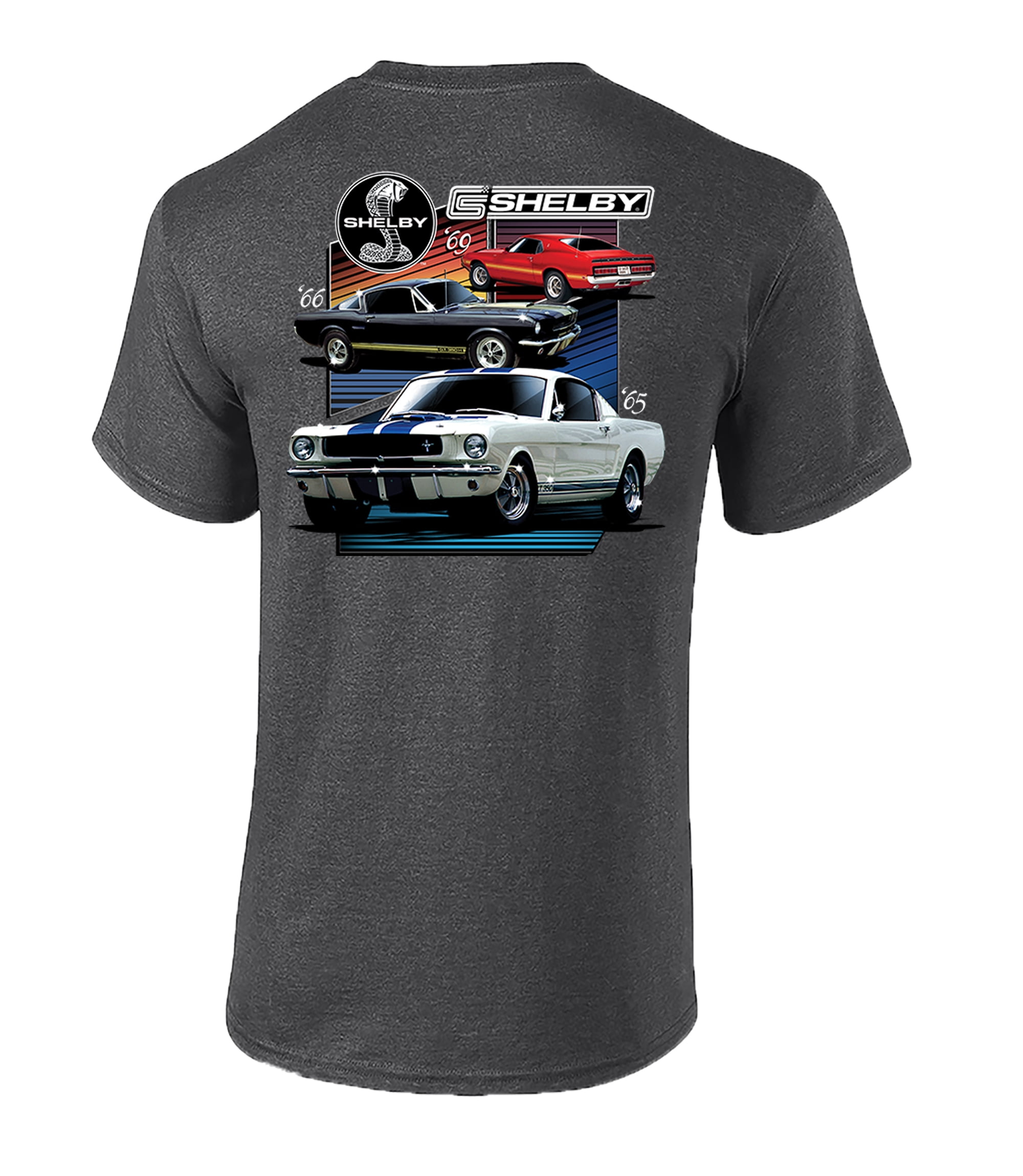 Ford Mustang Shelby T-shirt Various Shelby Models Classic Antique Garage Enthusiast Racing Race Hotrod Performance-Heather Gray-Medium