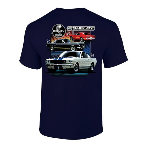 Ford Mustang Shelby T-shirt Various Shelby Models Classic Antique Garage Enthusiast Racing Race Hotrod Performance-Navy-5XL