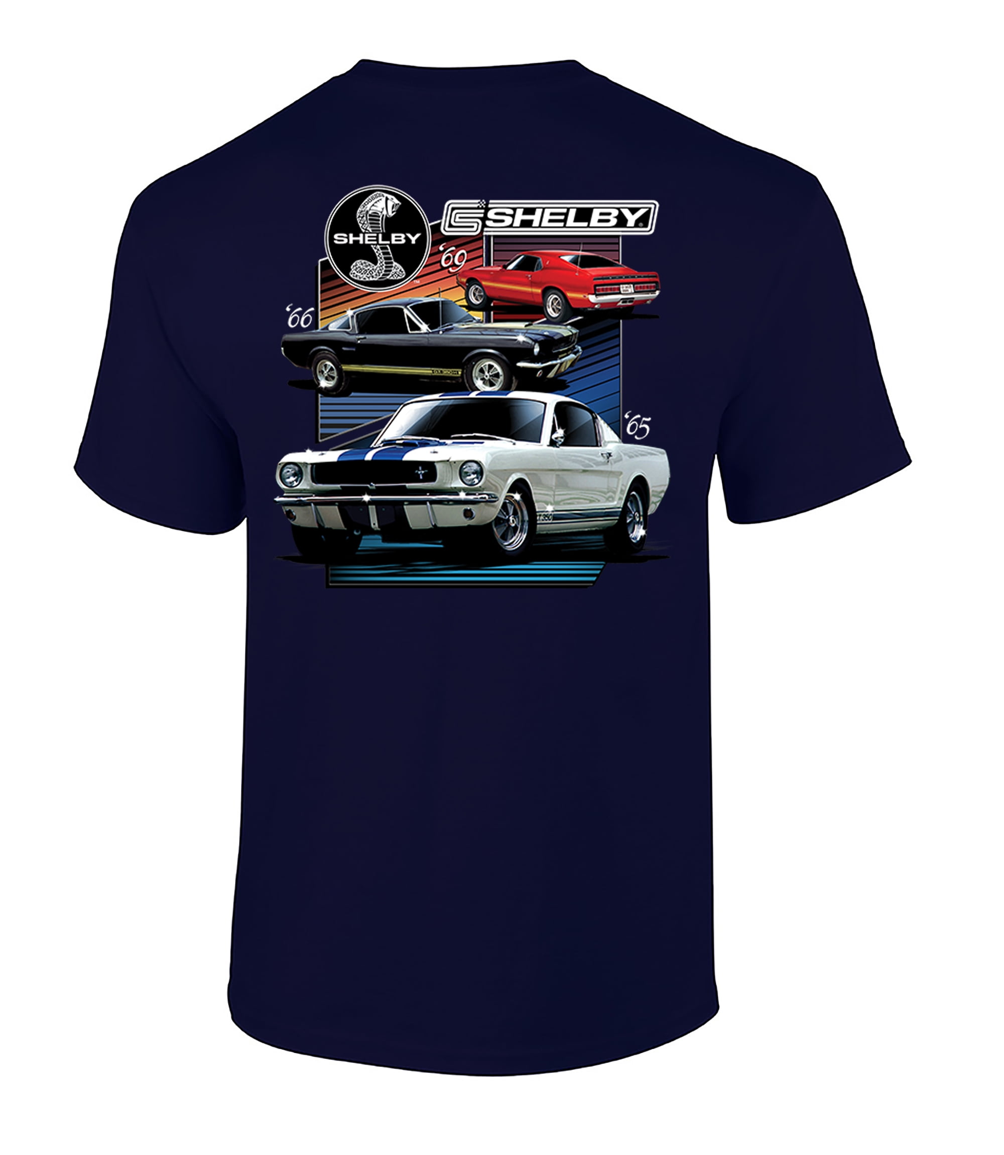 Ford Mustang Shelby T-shirt Various Shelby Models Classic Antique Garage Enthusiast Racing Race Hotrod Performance-Navy-XXL