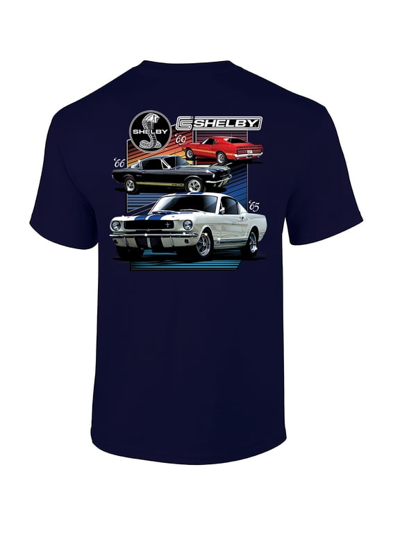Ford Mustang Shelby T-shirt Various Shelby Models Classic Antique Garage Enthusiast Racing Race Hotrod Performance-Navy-XXL
