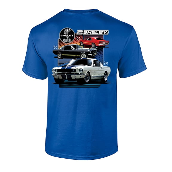 Ford Mustang Shelby T-shirt Various Shelby Models Classic Antique Garage Enthusiast Racing Race Hotrod Performance-Royal-Small