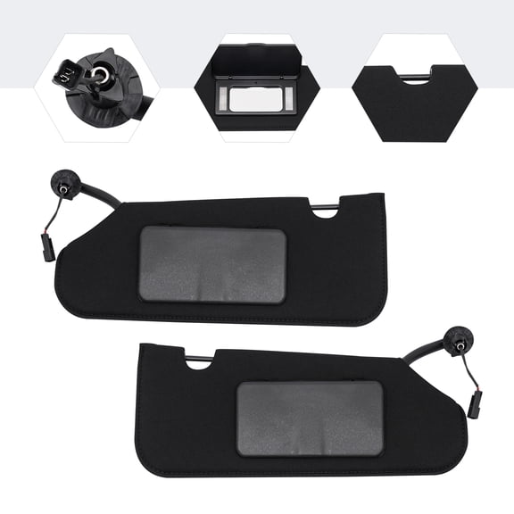 Ford Mustang Side View Mirror Visor with Glare Shield and LED Yellow Light, Left and Right, Direct Replacement, ABS and Cloth