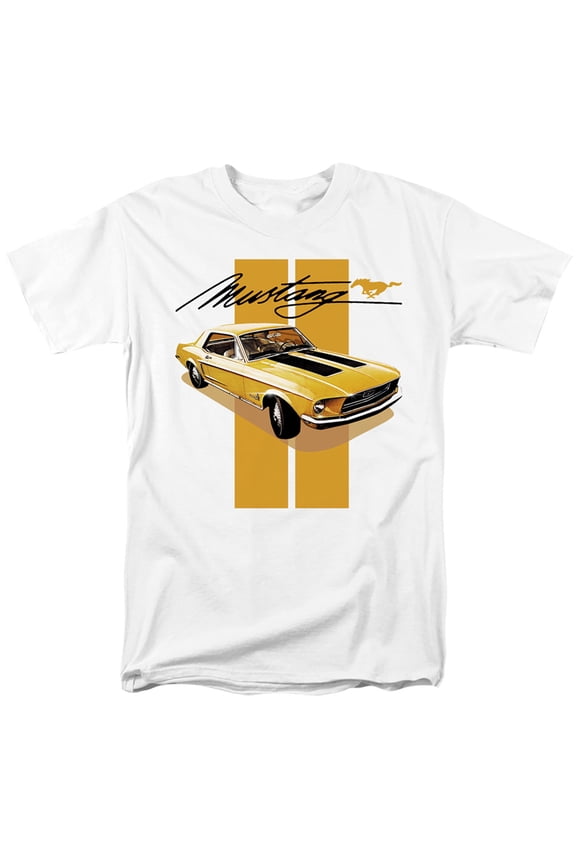 Ford Mustang Stang Stripes S/S Adult 18/1 T-Shirt White