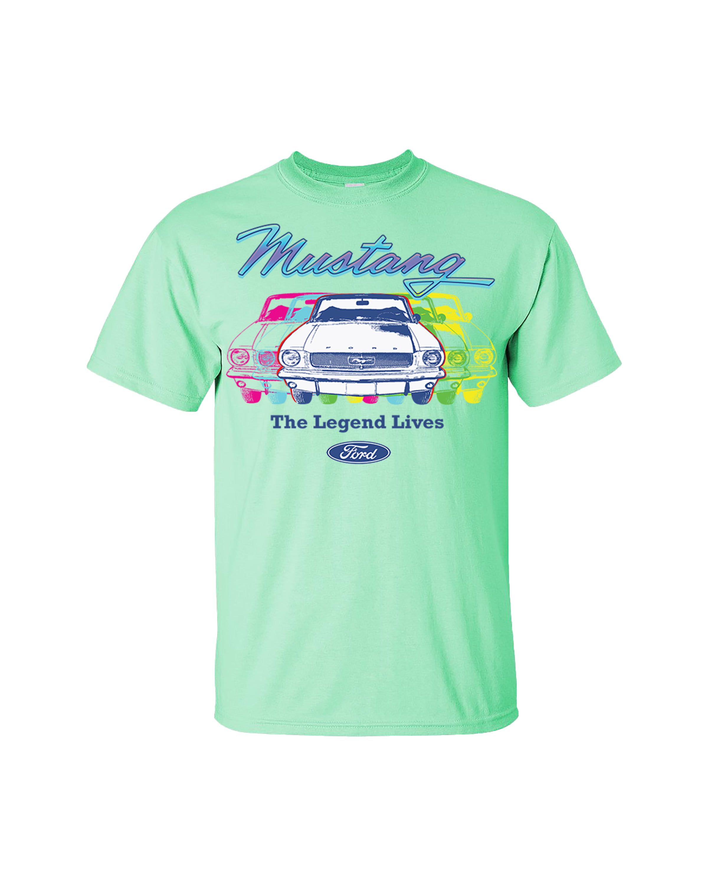 The Legend Mustang Short Retro Ford Graphic Lives Sleeve T-shirt-Pink-xxxl