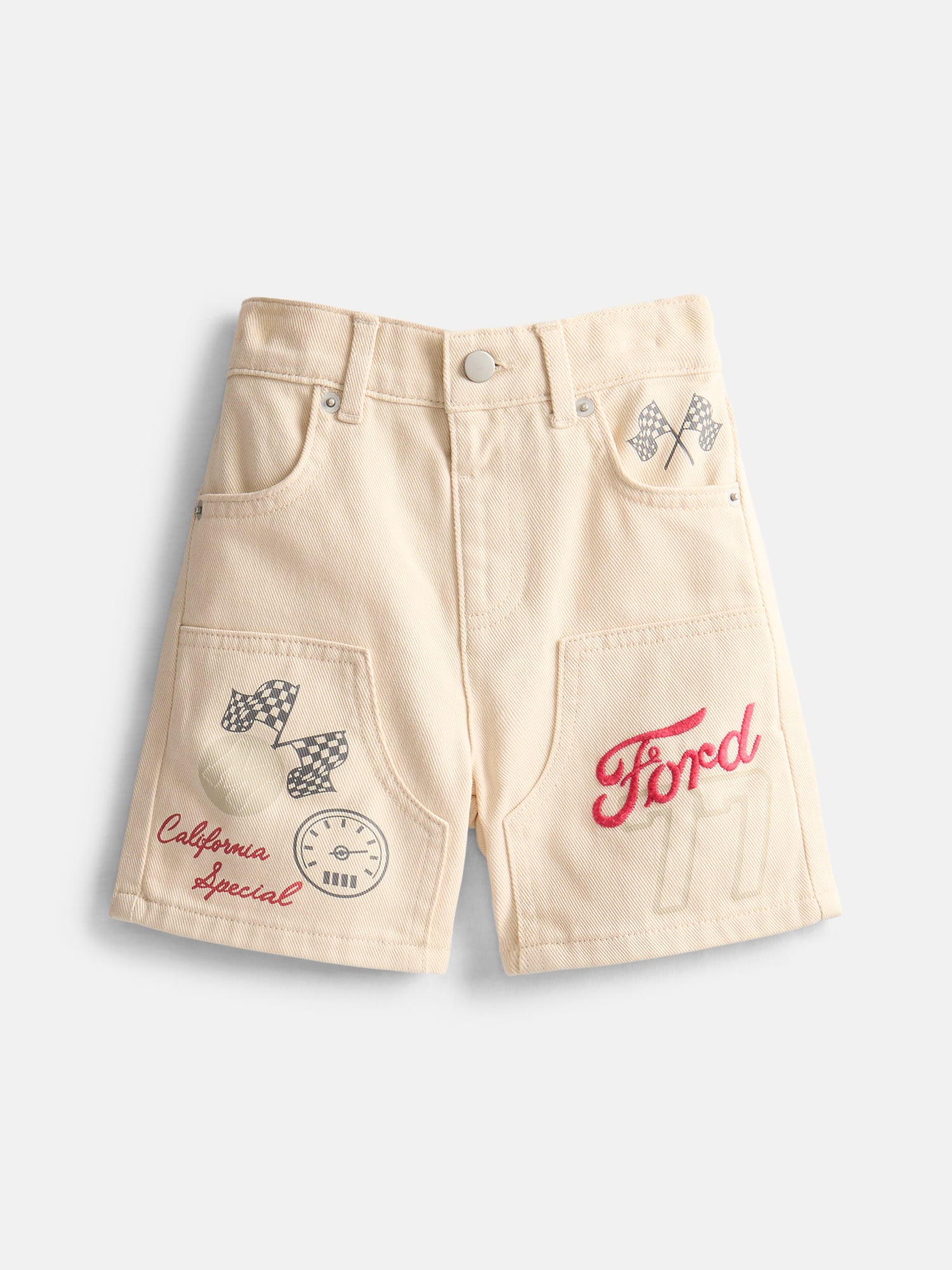 Ford Mustang Toddler Boys Graphic Twill Cotton Shorts, Sizes 12M-5T