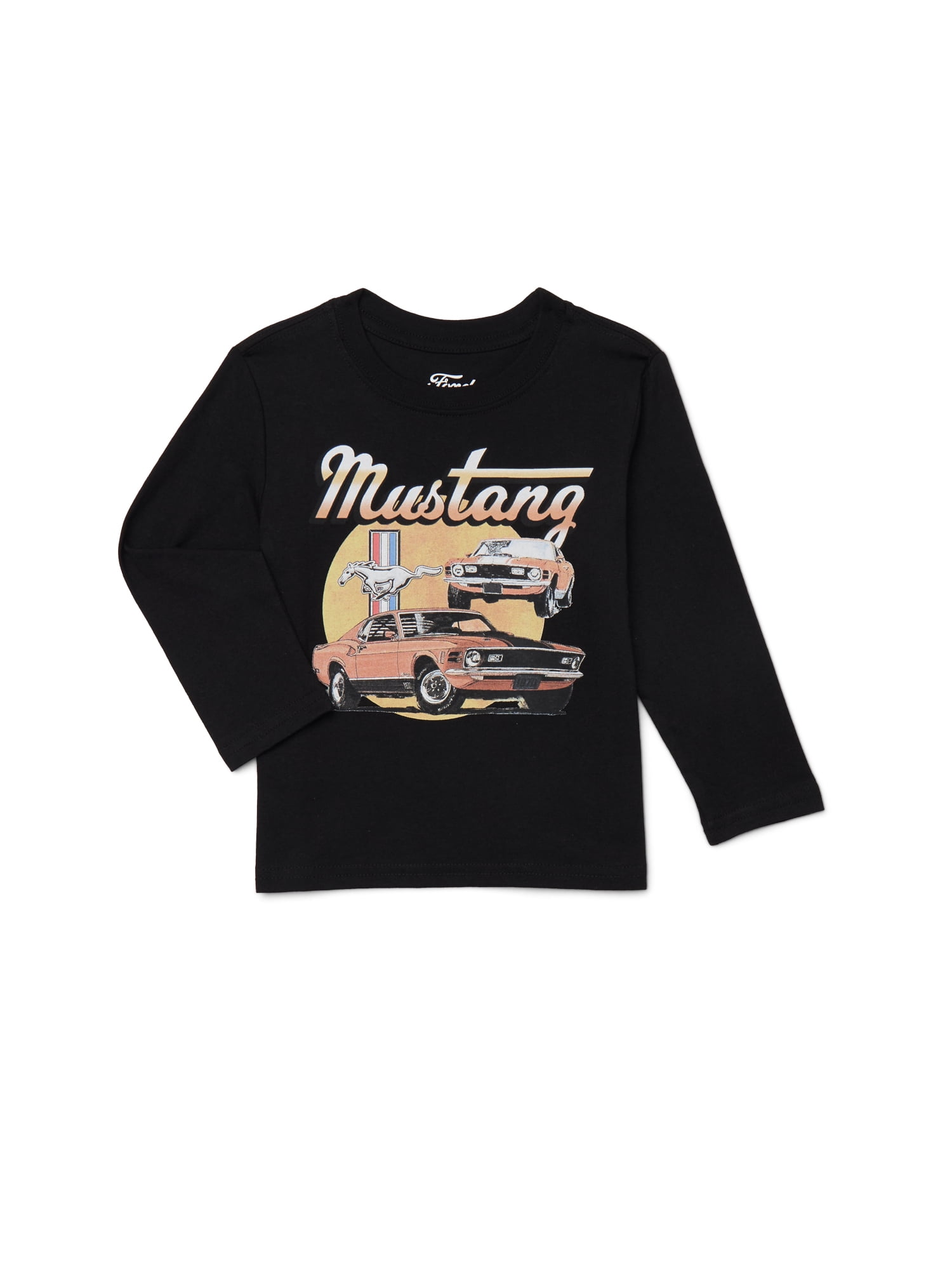 Ford Mustang Toddler Boys Crewneck Tee with Long Sleeves, Sizes 12M-5T