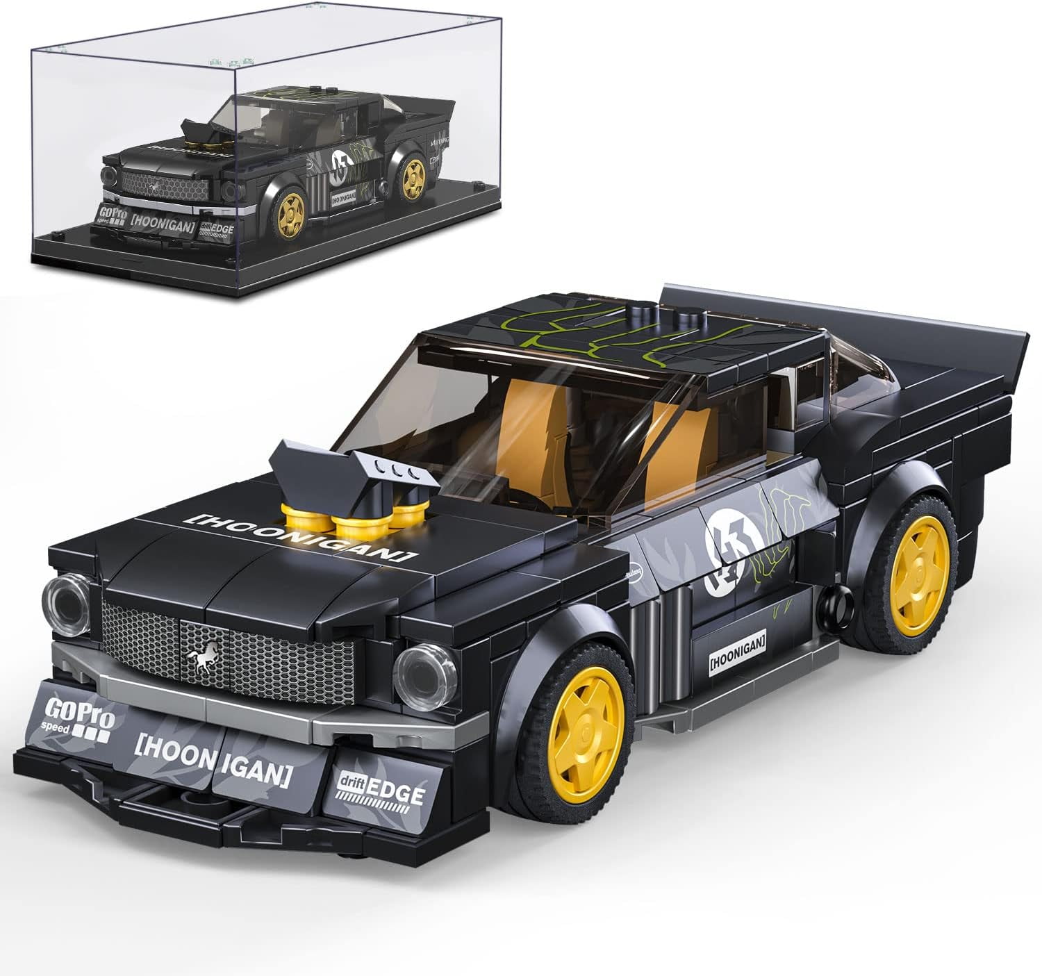 Ford Mustang Toy Car Building Sets with Acrylic Display Case