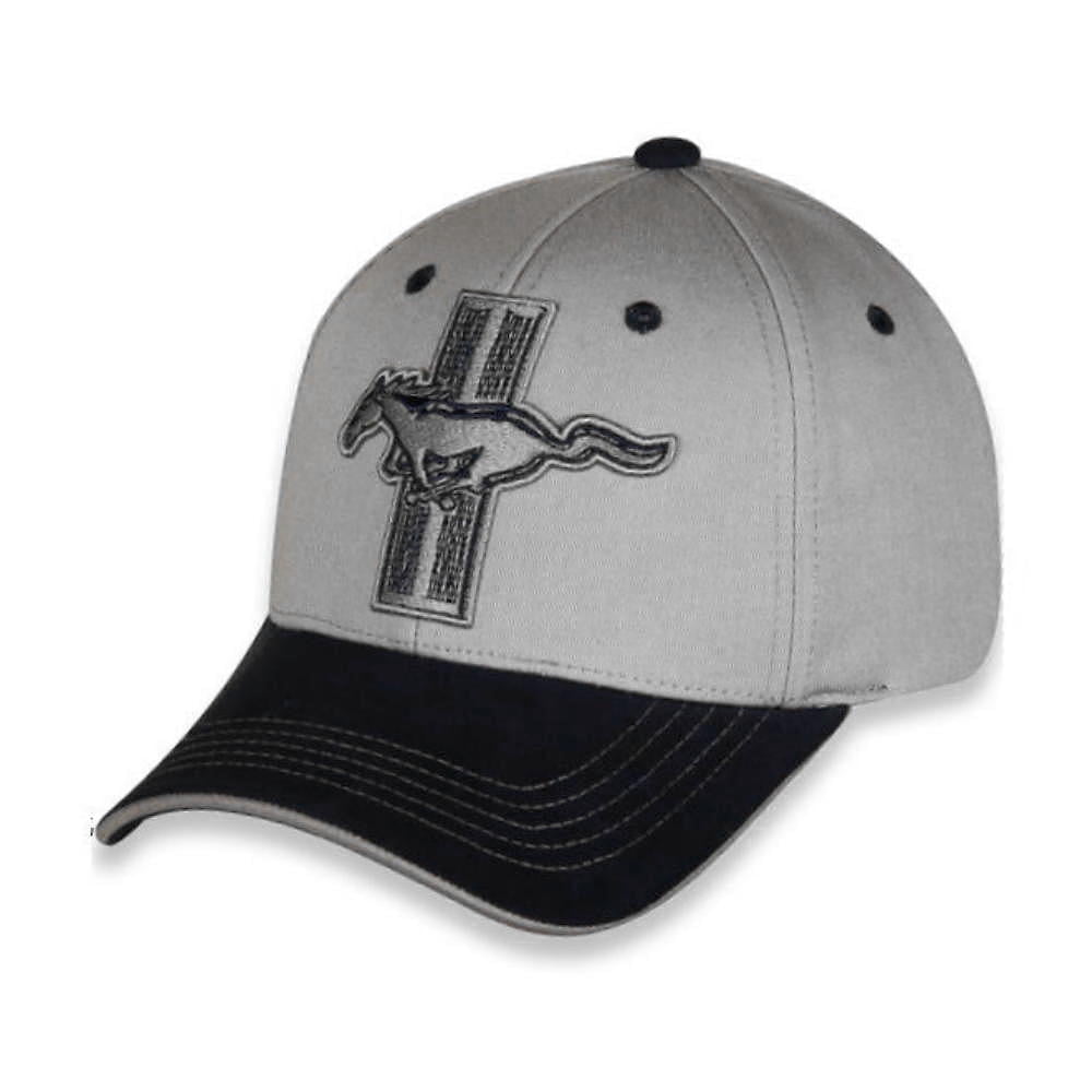Ford Mustang Tri-Bar Embroidered Hat, Gray & Navy, 100% Cotton