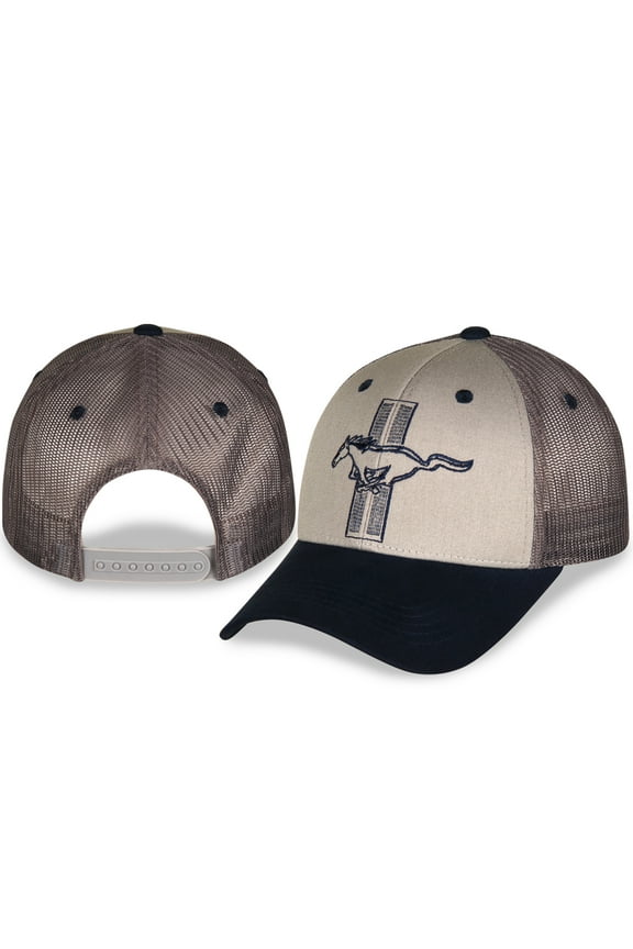 Ford Mustang Tri-Bar Gray and Blue Mesh Hat